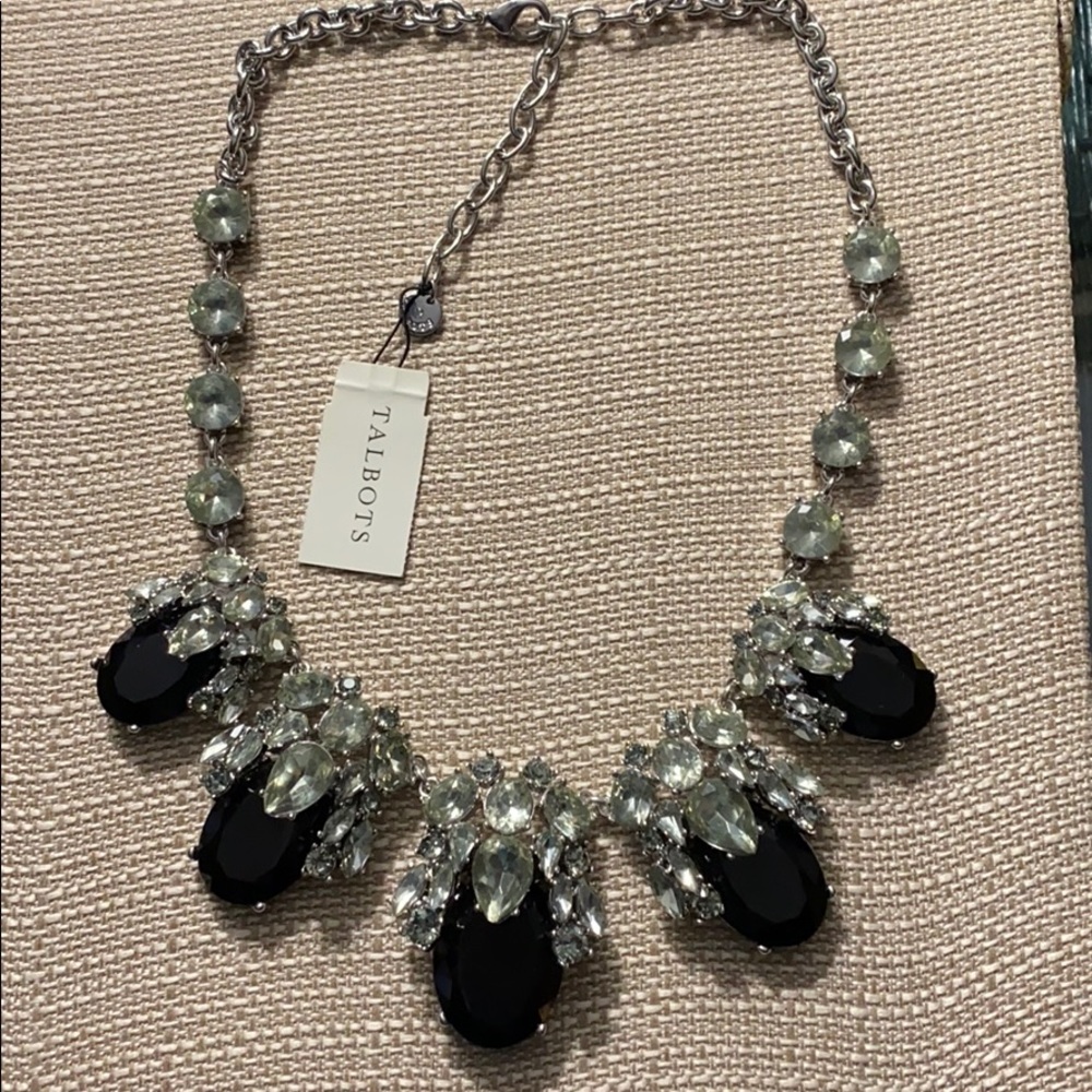 Talbots Black And Smoke Rhinestone Necklace-NWT